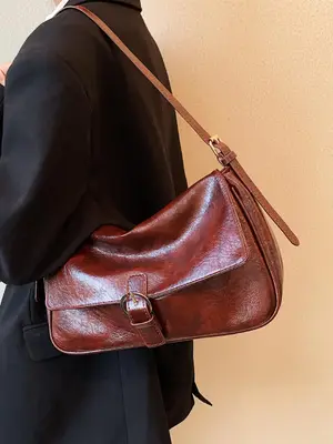 Women's Elegant Square Shoulder Bag, Simple Style Trendy PU Leather Shoulder Bag, Fashionable Crossbody Bag for Women for Dai...