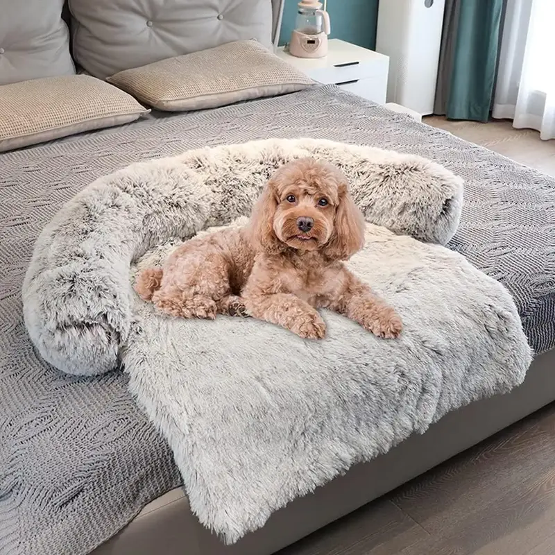 Fluffy Plush Dog & Cat Bed Mat, Dog Beds for Summer Gift, Luxurious Calming Fluffy Plush Dog Couch Bed Mats, Plush Sofa Cover...