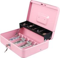 Cash Box with Money Tray and Key Lock,Tiered, Cantilever Design,4 Bill / 5 Coin Slots