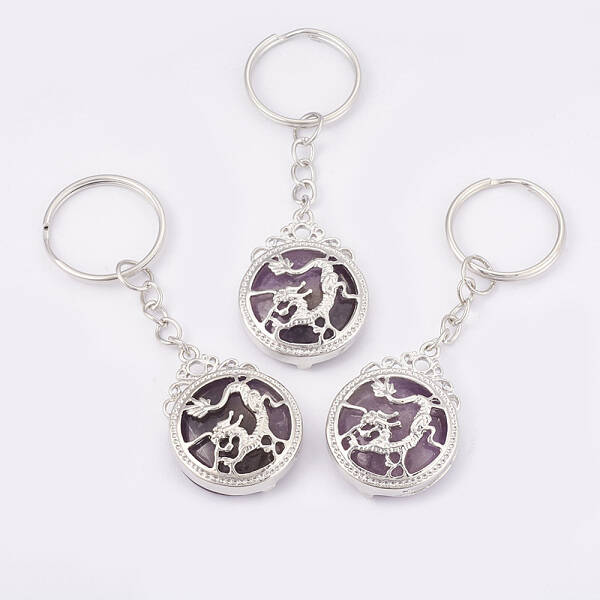 Natural Amethyst Keychain