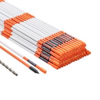 VEVOR Driveway Markers, 100 PCS 48 inch, 0.4 inch Diameter, Orange Fiberglass Poles Snow Stakes with Reflective Tape, 12\