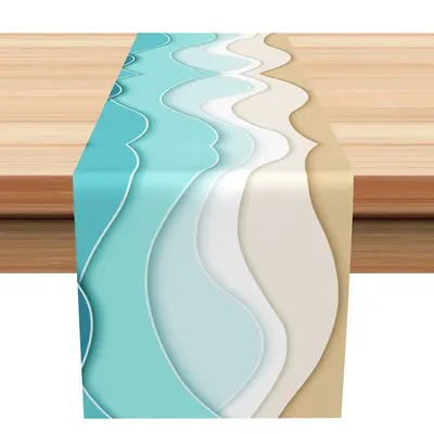 Elegant Mint Green Grey Brown Modern Table Runner - Aperturee