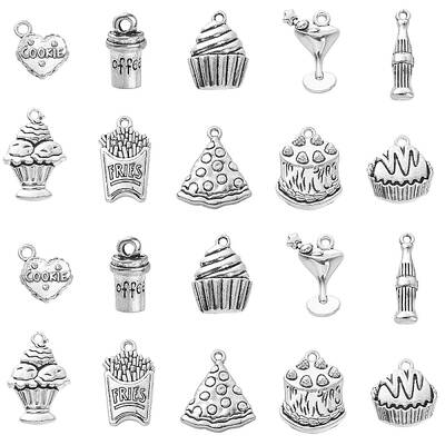 100Pcs 10 Styles Tibetan Style Alloy Pendants