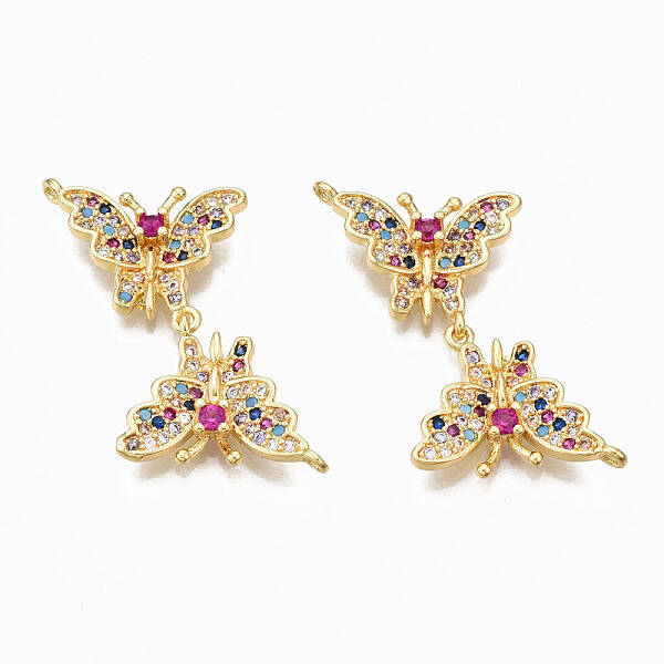 Brass Micro Pave Cubic Zirconia Links Connectors