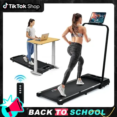 OVER SELF 2-in-1 walking pad treadmill with Remote Control, Low Noise, Portable Design treadmills for Home, Indoor Exercise ...