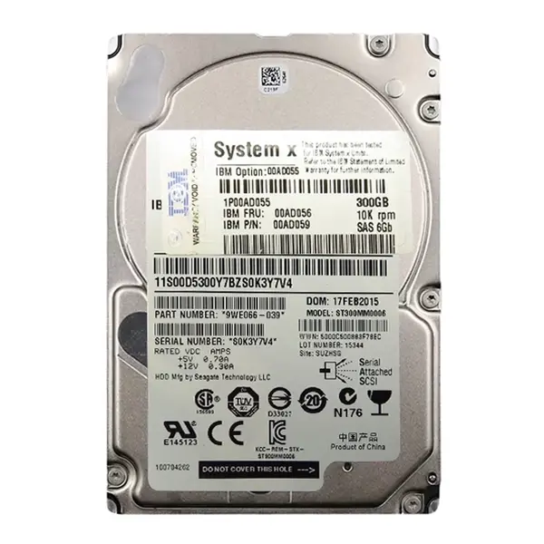 00AD056 IBM 300GB 6Gb/s SAS 10000 2.5-Inch Hard Drive