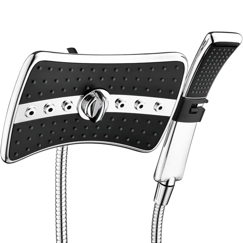 BRIGHT SHOWERS Dual Shower Head Combo Set, Handheld Showerhead Rainfall Shower Head Combo with Black Face, 60 Inch Long Stain...