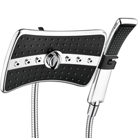 BRIGHT SHOWERS Dual Shower Head Combo Set, Handheld Showerhead Rainfall Shower Head Combo with Black Face, 60 Inch Long Stain...