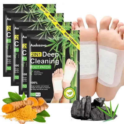 Foot Detox Patches Pads 40 Pcs NaturalDeep Cleansing Detox Foot Feet Patches for lmprove Sleep Quality Bamboo Ginger Powder H...