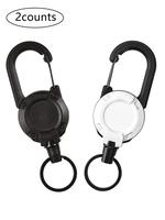 Retractable Keychain, Multifunctional Carabiner Badge Holder, Tactical ID Badge Reel with 60cm Steel Retractable Cord for Men...