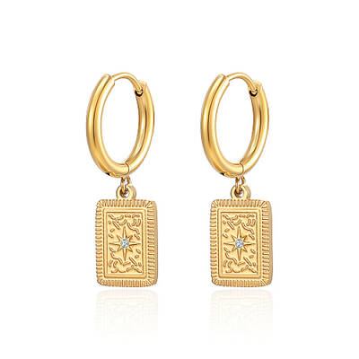 304 Stainless Steel Rhinestone Hoop Earrings