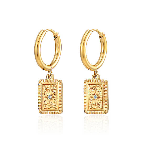 304 Stainless Steel Rhinestone Hoop Earrings
