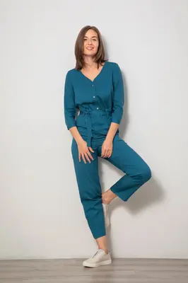 V-neck Jumpsuit - Ocean | Size: XXS