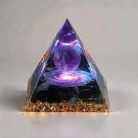 Orgone Pyramid, 1 Count Positive Energy Pyramid, Home Decor, Orgonite Pyramid for Home Desk Office Table Ornament, Amethyst C...