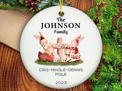 Family Monogram Ornament - Ceramic
