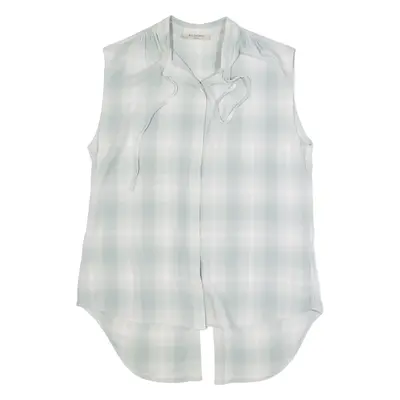 ALL SAINTS Womens Printed Top Blue V-Neck Sleeveless Check S