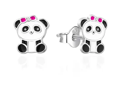 Agato Silver earrings with Panda enamel AGT-ED015P
