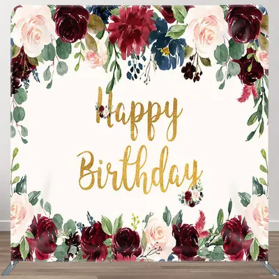 Aperturee Pink And Red Rose Fabric Backdrop Cover for Birthday - Aperturee