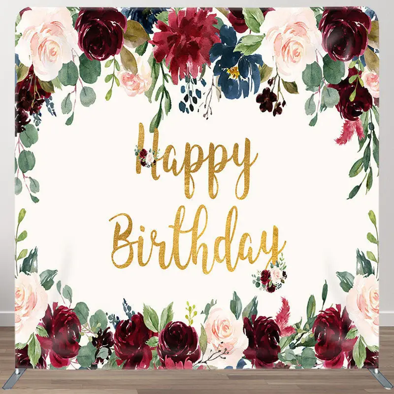 Aperturee Pink And Red Rose Fabric Backdrop Cover for Birthday - Aperturee