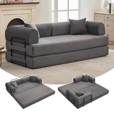 Garvee 2 in 1 Convertible Sleeper Sofa Bed Couch, Comfy Corduroy Folding Sofa Bed with Deep Seat & Wide Armrest, No Assembly,...