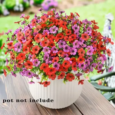 Artificial Flower Bouquet, UV-resistant Faux Flower, Fake Flowers Outdoor Decor, Artificial Hanging Flowers Perfect for Porch...