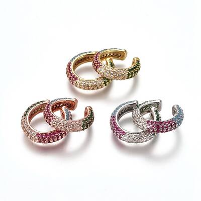 Brass Micro Pave Cubic Zirconia Cuff Earrings
