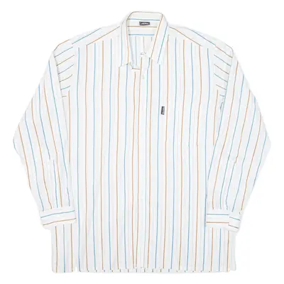 Mens Shirt White Striped Long Sleeve XL