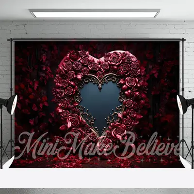 Red Rose Pattern Mirror Valentines Day Backdrop - Aperturee
