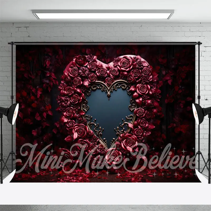 Red Rose Pattern Mirror Valentines Day Backdrop - Aperturee
