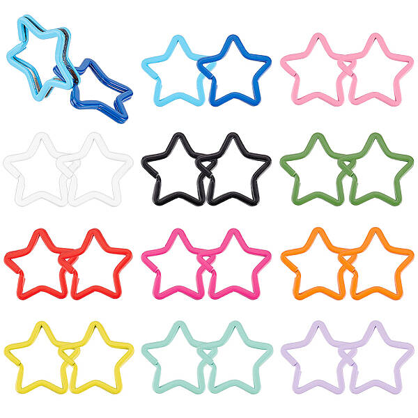 24Pcs 12 Colors Spray-painted Iron Keychain Clasps