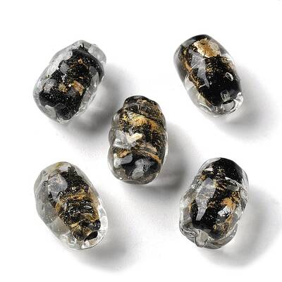 Handmade Gold Sand Lampwork Beads Strand