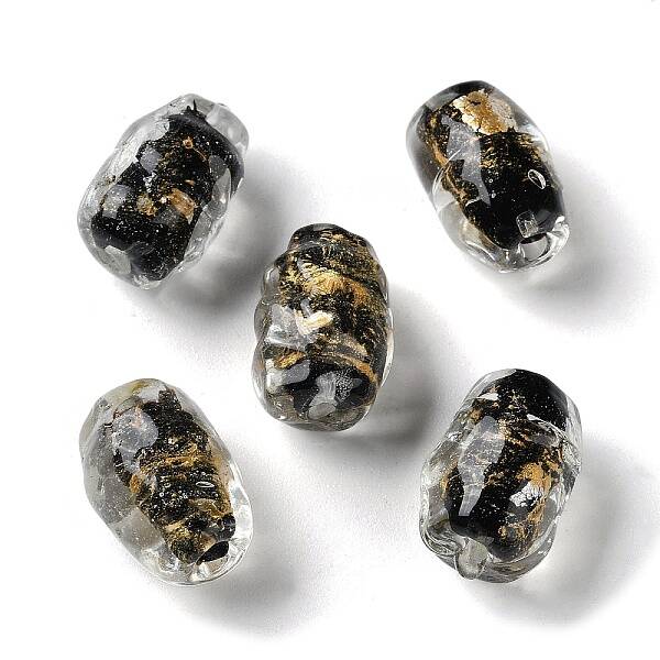 Handmade Gold Sand Lampwork Beads Strand
