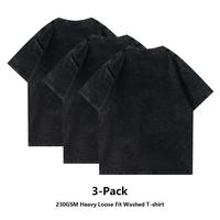 3PCS Men's Retro Washed Cotton T-Shirt - Loose-Fit Casual Tee, Slim Fit Drop Shoulder for Sporty Everyday Wear