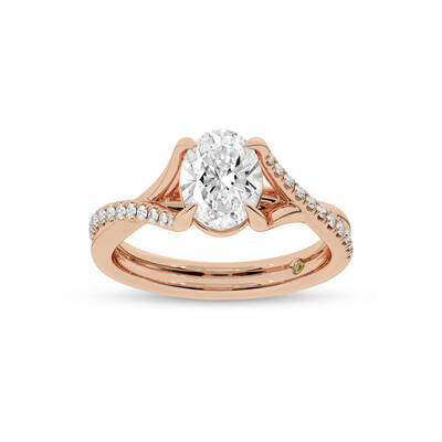 Lumen Twisted Pavé Shank Oval Lab Diamond Engagement Ring | 10K Rose Gold 2 1/5 CT. TW.
