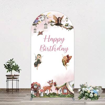 Aperturee Fairy Floral Wonderland Happy Birthday Arch Backdrop, 1.6X4FT(0.5X1.2M), 38.18 USD, arch backdrop kit, GZH0F822-A