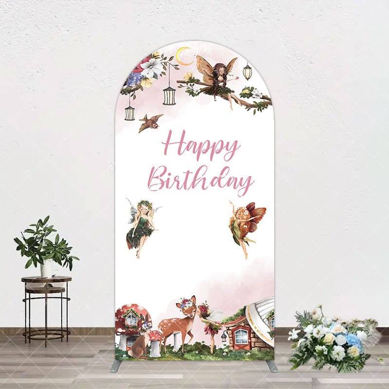 Aperturee Fairy Floral Wonderland Happy Birthday Arch Backdrop, 1.6X4FT(0.5X1.2M), 38.18 USD, arch backdrop kit, GZH0F822-A