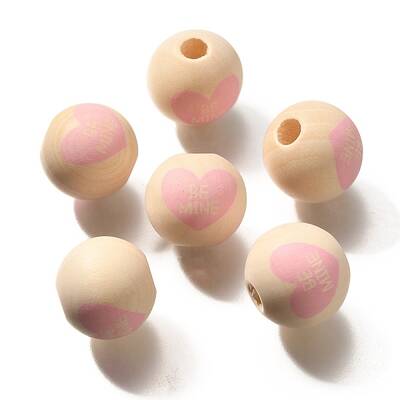 Valentine's Day Element Printed Wood Beads