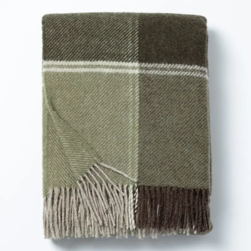 Ukrainian 100% Wool Fringed Throw Blanket - Plaid - Chili Pepper