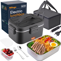 Nifogo Electric Lunch Box, 80W Food Heater 1,8L for Adults Portable Food Heater with Tableware and Lunch Bag, Car & Home Port...