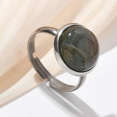 Half Round Natural Indian Agate Finger Rings