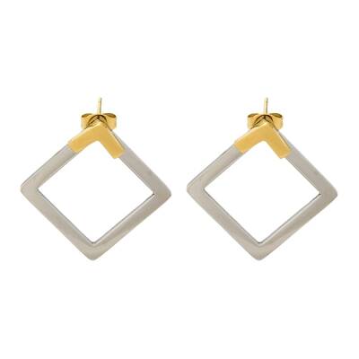 Ion Plating(IP) 304 Stainless Steel Hollow Rhombus Stud Earrings