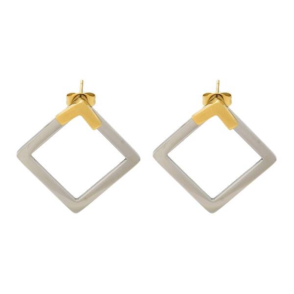 Ion Plating(IP) 304 Stainless Steel Hollow Rhombus Stud Earrings