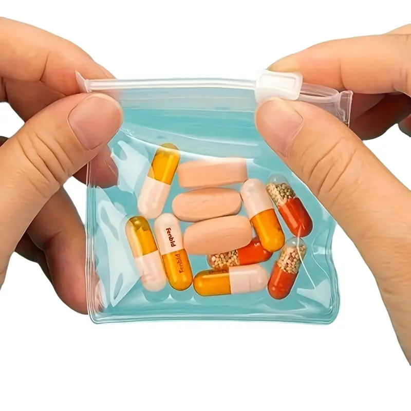 Clear Reusable Pill Storage Bags, 6 Counts Dustproof Zipper Pill Pouch Set, Portable Self Sealed Medicine Organizer for Home ...