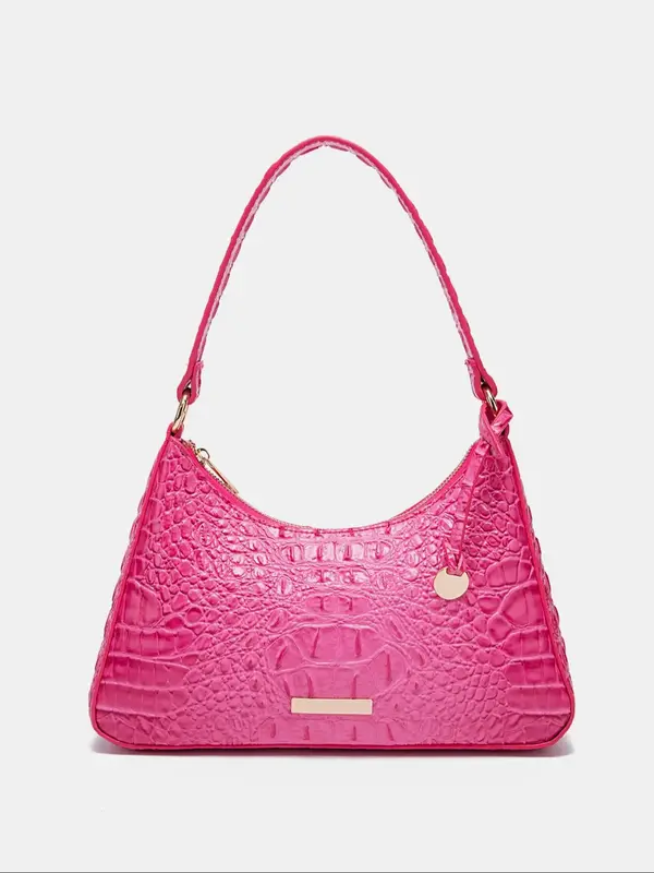 Women's Vintage Crocodile Embossed Shoulder Bag, Unique Bags, Shoulder Purse, 2024 Summer Trendy Versatile High-quality Girl ...