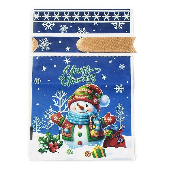 Christmas Snowman Plastic Packing Pouches Drawstring Bags