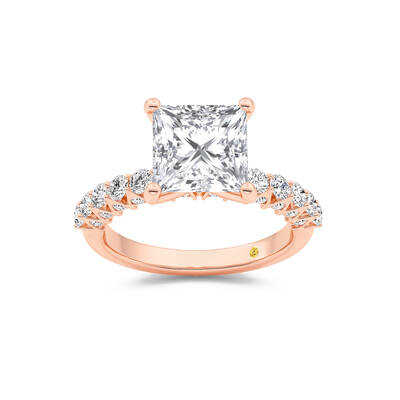 Verda Art Deco Inspired V-Prong Princess Cut Lab Grown Diamond Engagement Ring | 14K Rose Gold 4 3/4 CT. TW.