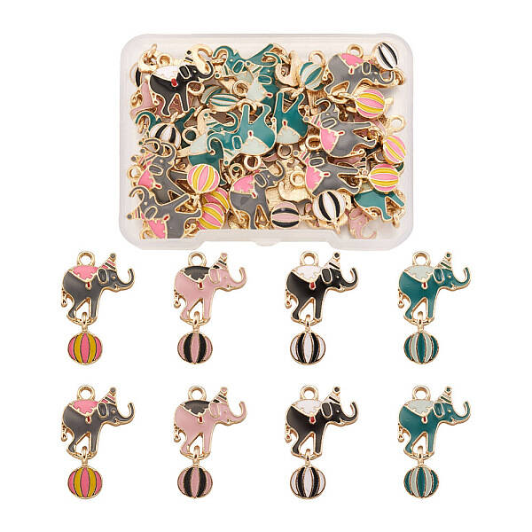 32Pcs 4 Colors Zinc Alloy Enamel Pendants