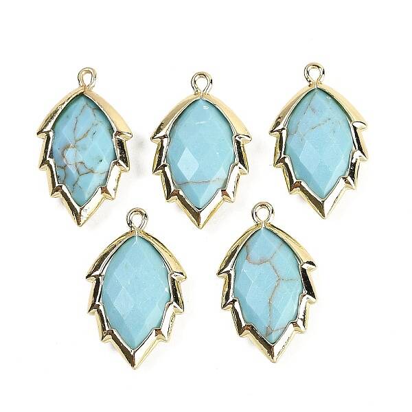 Synthetic Turquoise Faceted Leaf Pendants