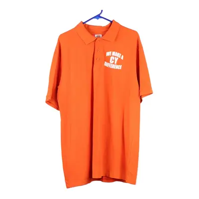 Carhartt Polo Shirt - Large Orange Cotton Blend