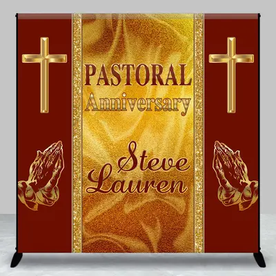Royal Gold Red Custom Pastoral Anniversary Backdrop
